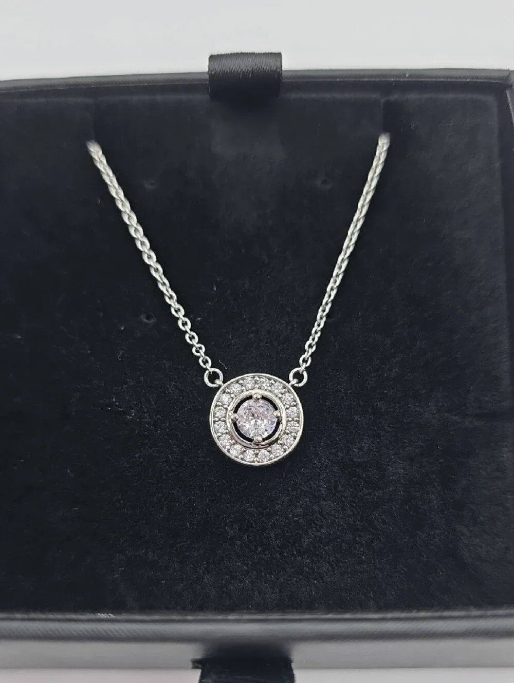 Vince Camuto Freya Silver Crystal Halo Pendant Necklace